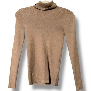 Black Label LAUREN RALPH LAUREN women’s petite small gold ribbed turtleneck nwt